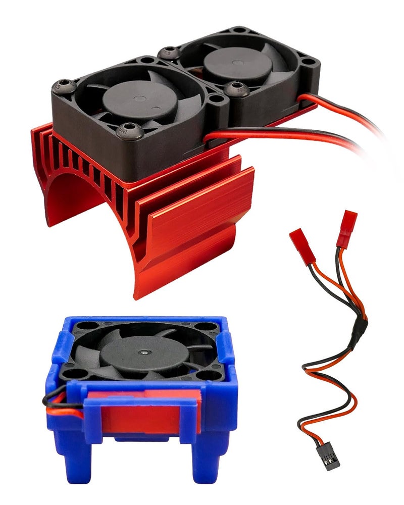 TADYAO VXL-3s ESC Cooling Fan and Motor Cooling Dual Fan Set Fit for 1/10 Traxxas Slash 4×4 VXL Rustler 4X4 Stampede 4X4 Hoss 4×4 Velineon VXL-3s, Red - Image 1